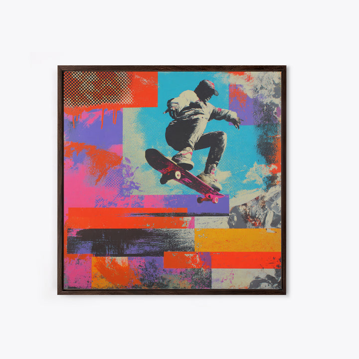 Bright Skateboard Ramp Color Fields Framed Canvas Print, Graffiti Art, Wall Sculpture, Living Room Decor, Fine Art, Street, GRF-1x1-72