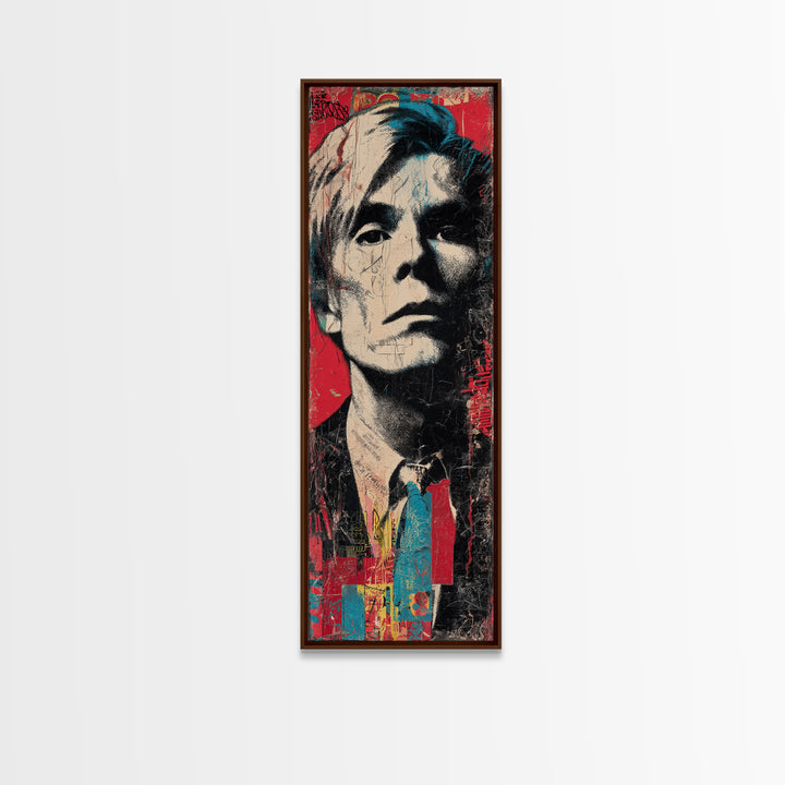 Stencil Portrait with Red and Black Contrast Framed Canvas Print, Graffiti Art, Art, Living Room Decor, Fine Art, Street, GRF-1x3-24