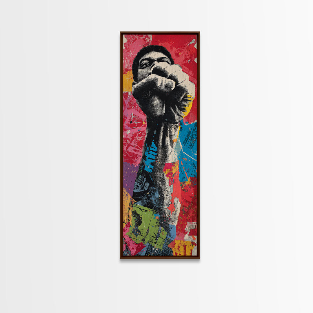Comic Style Fist with Paint Burst Framed Canvas Print, Graffiti Art, Canvas Print, Living Room Decor, Oil Painting, Street, GRF-1x3-30