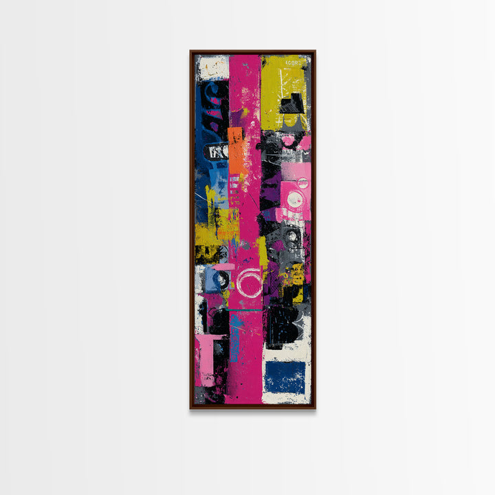 Boombox and Cassette Tape Framed Canvas Print, Graffiti Art, Fine Art Print, Living Room Decor, Fine Art, Street, Wall Decor, GRF-1x3-50