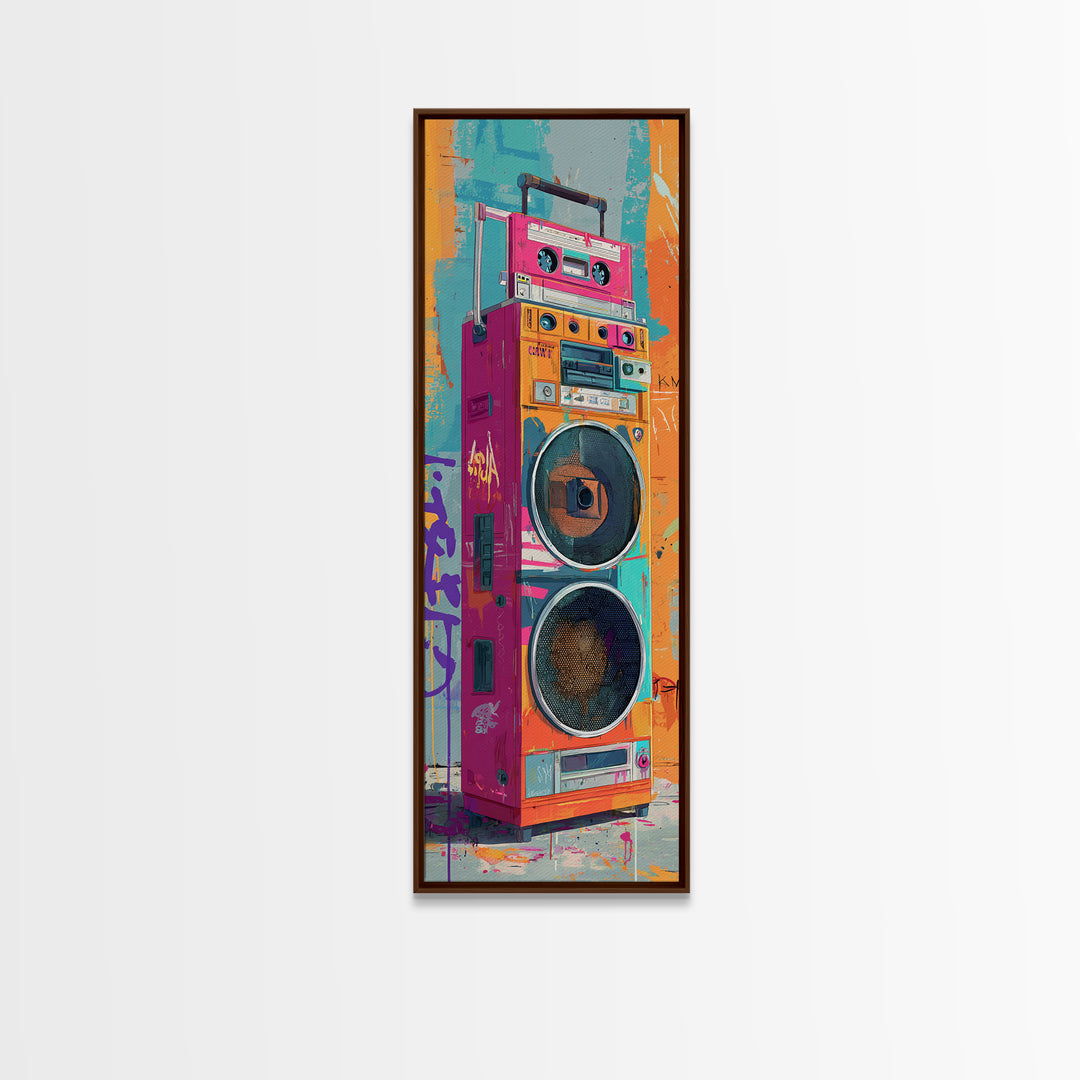 Boombox and Cassette Tape Canvas Print, Graffiti Art, Textured Painting, Living Room Decor, Fine Art, Street, Outdoor Decor, GRF-1x3-98