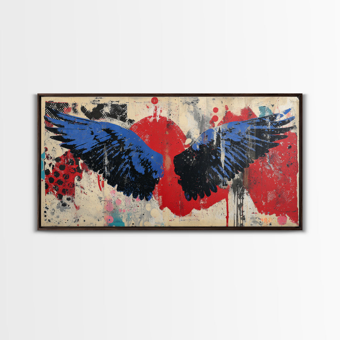 Spray Painted Angel Wings Canvas Print, Graffiti Art, Painting, Living Room Decor, Fine Art, Street, Canvas Art, Bedroom Decor, GRF-2x1-52