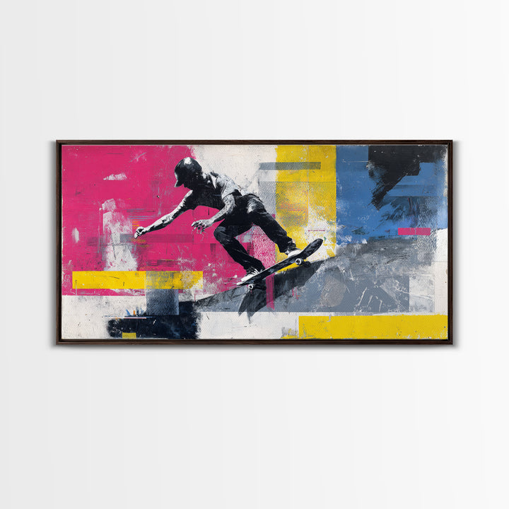 Bright Skateboard Ramp Color Fields Canvas Print, Graffiti Art, Canvas, Living Room Decor, Abstract Art, Street, GRF-2x1-68