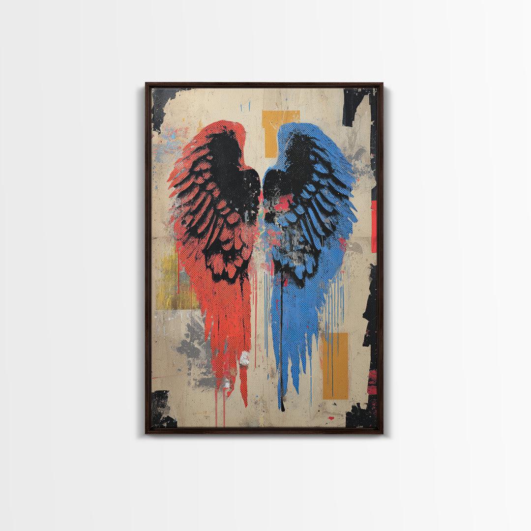 Spray Painted Angel Wings Canvas Print, Graffiti Art, Contemporary Art, Living Room Decor, Fine Art, Street, Original Painting, GRF-2x3-40