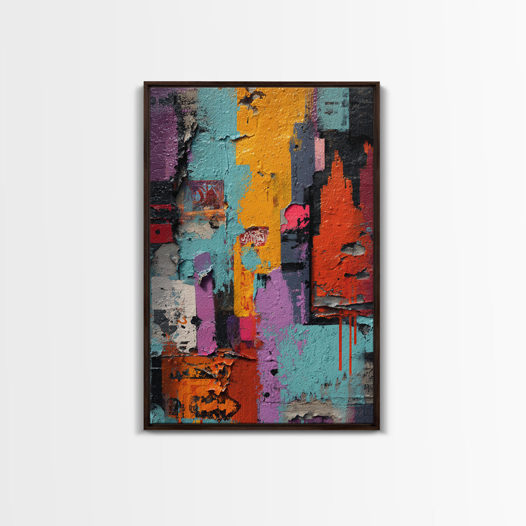 Paint Drips Forming a Skyline Silhouette Canvas Print, Graffiti Art, Large Wall Art, Living Room Decor, Fine Art, Street, GRF-2x3-45