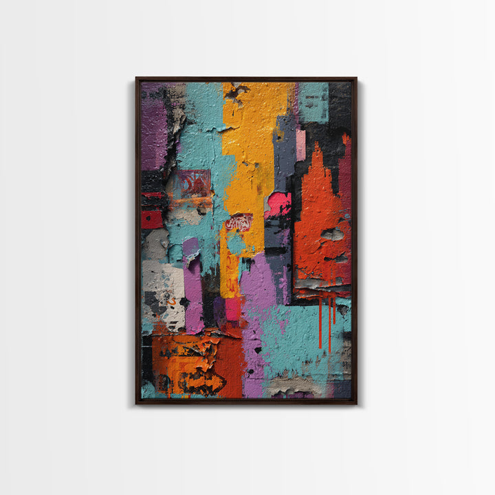 Paint Drips Forming a Skyline Silhouette Canvas Print, Graffiti Art, Large Wall Art, Living Room Decor, Fine Art, Street, GRF-2x3-45