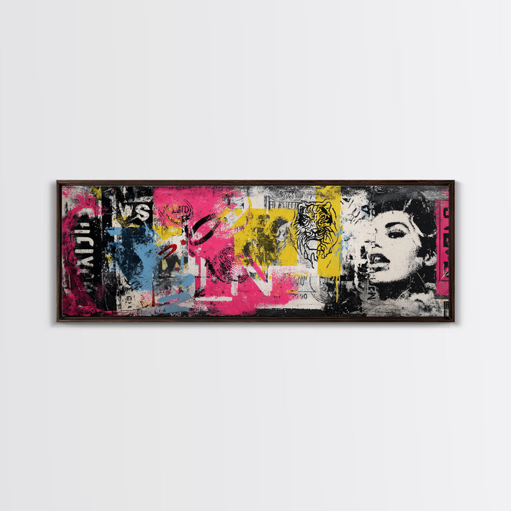 Urban Tiger Portrait Canvas Print, Graffiti Art, Luxury Decor, Living Room Decor, Fine Art, Street, Prints, Wall Hangings, GRF-3x1-19
