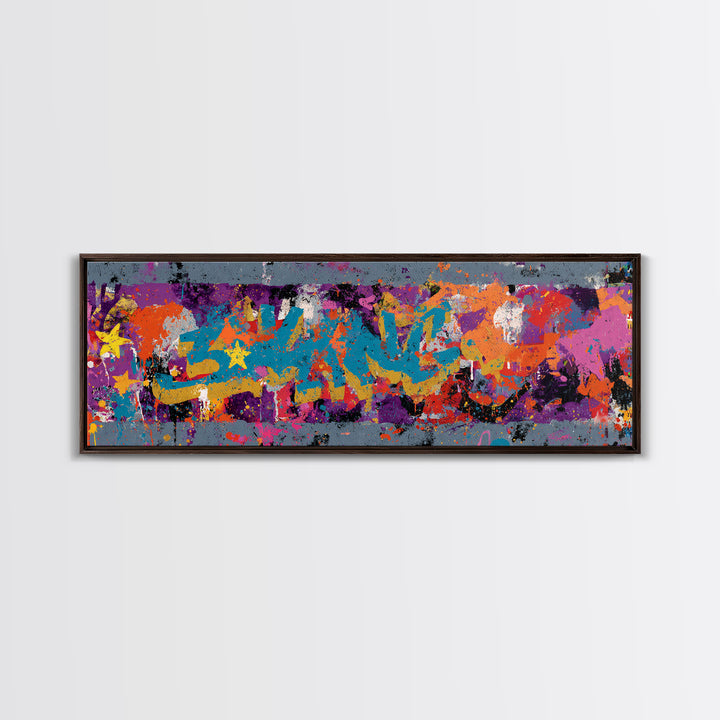 Abstract Crown and Stars Canvas Print, Graffiti Art, Minimalist Decor, Living Room Decor, Fine Art, Street, Mid Century Modern, GRF-3x1-35