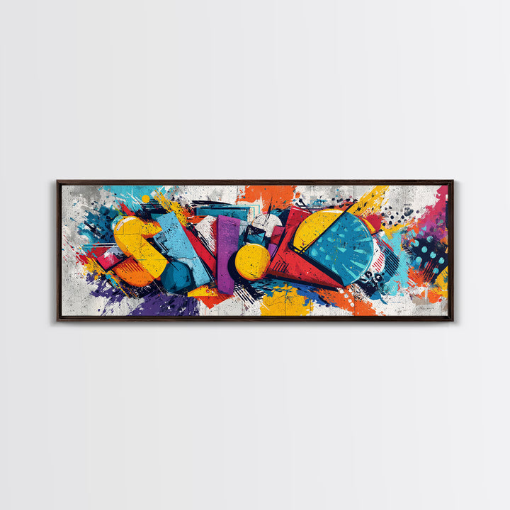 Wildstyle Arrows and Loops as Abstraction Framed Canvas Print, Graffiti Art, Statement Artwork, Living Room Decor, Abstract Art, GRF-3x1-7