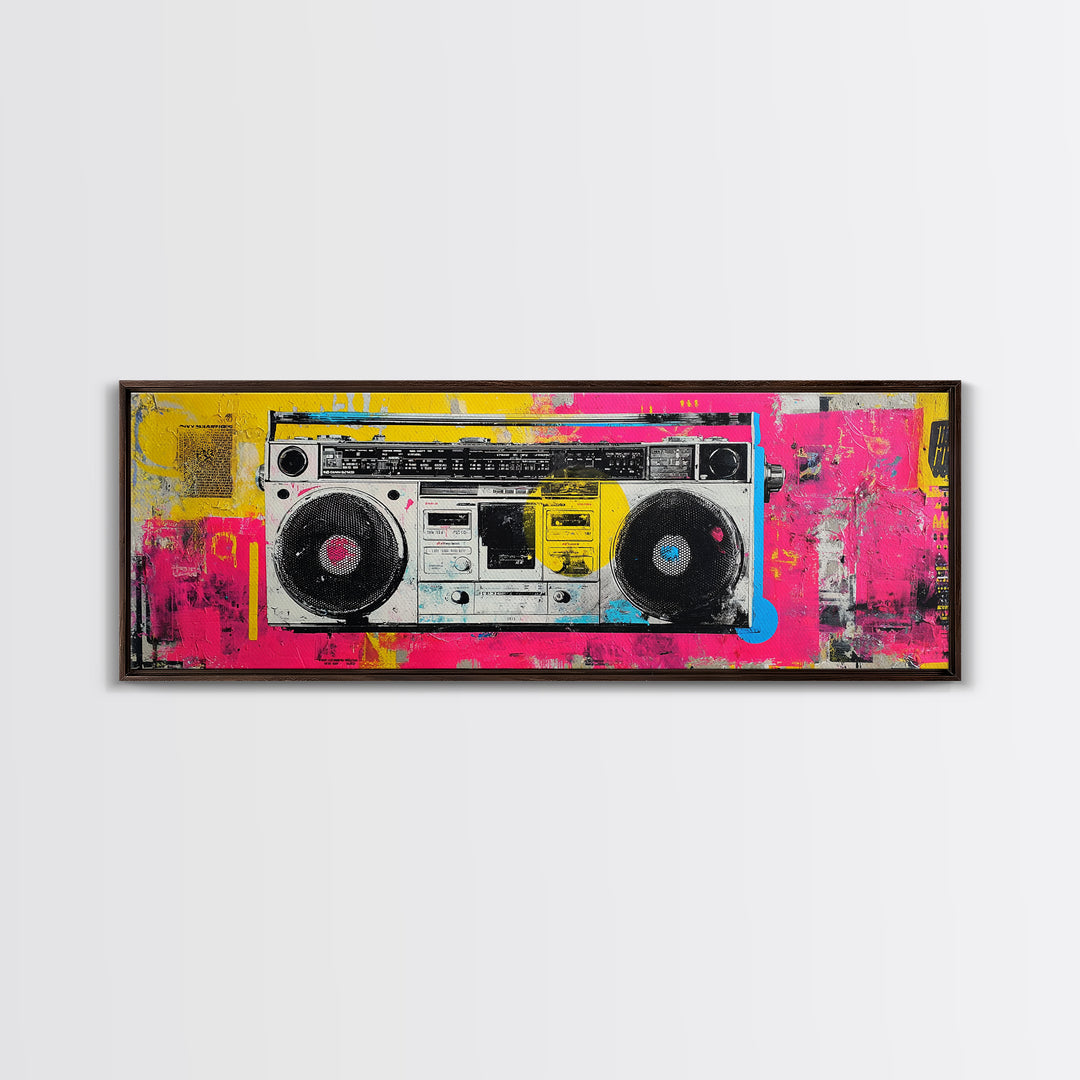 Boombox and Cassette Tape Canvas Print, Graffiti Art, Wall Hangings, Living Room Decor, Fine Art, Street, Digital Print, GRF-3x1-78