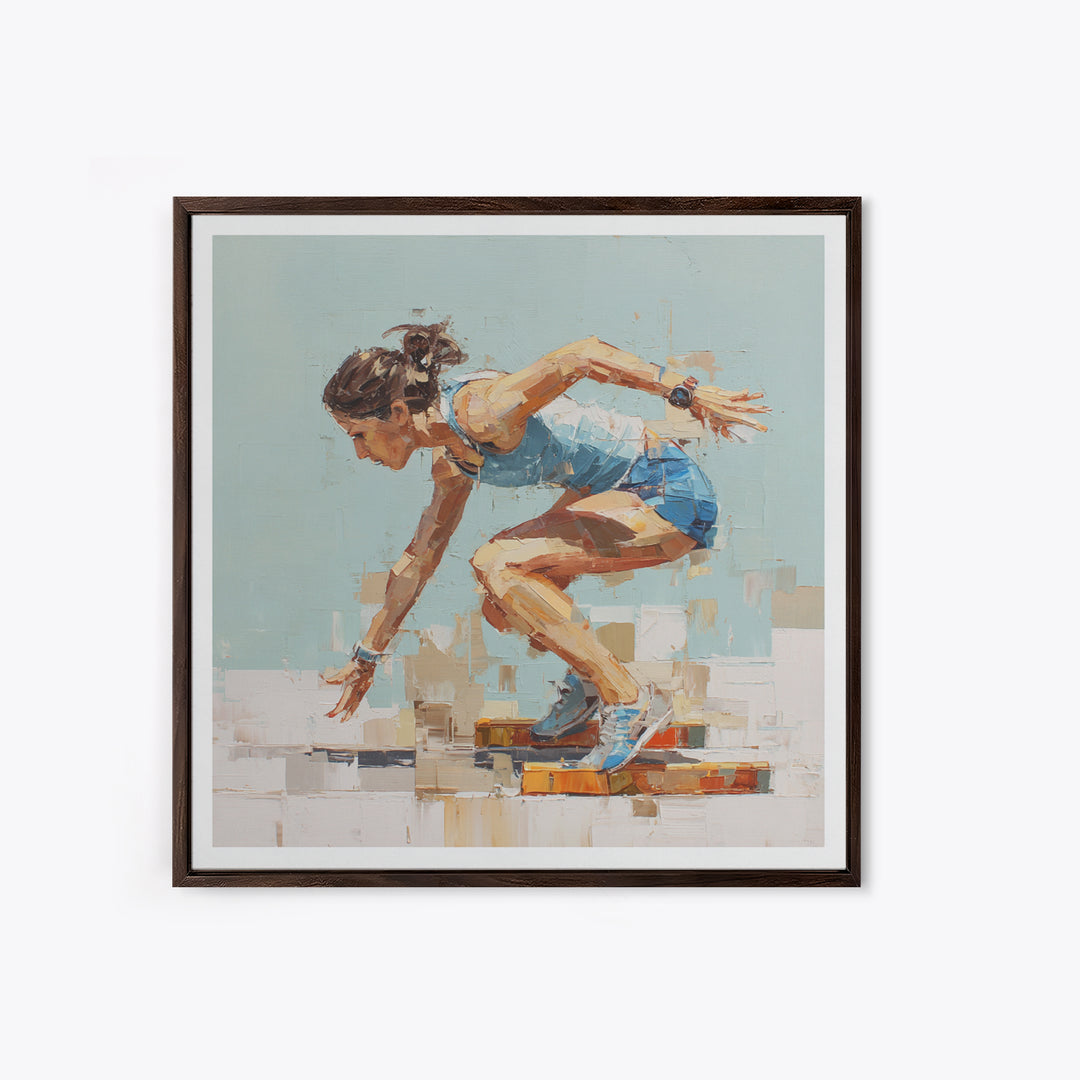 Sprinter Exploding from Starting Blocks Canvas Print, Gym Art, Motivational Poster, Gym Decor, Abstract Art, Strength, GYM-1x1-3