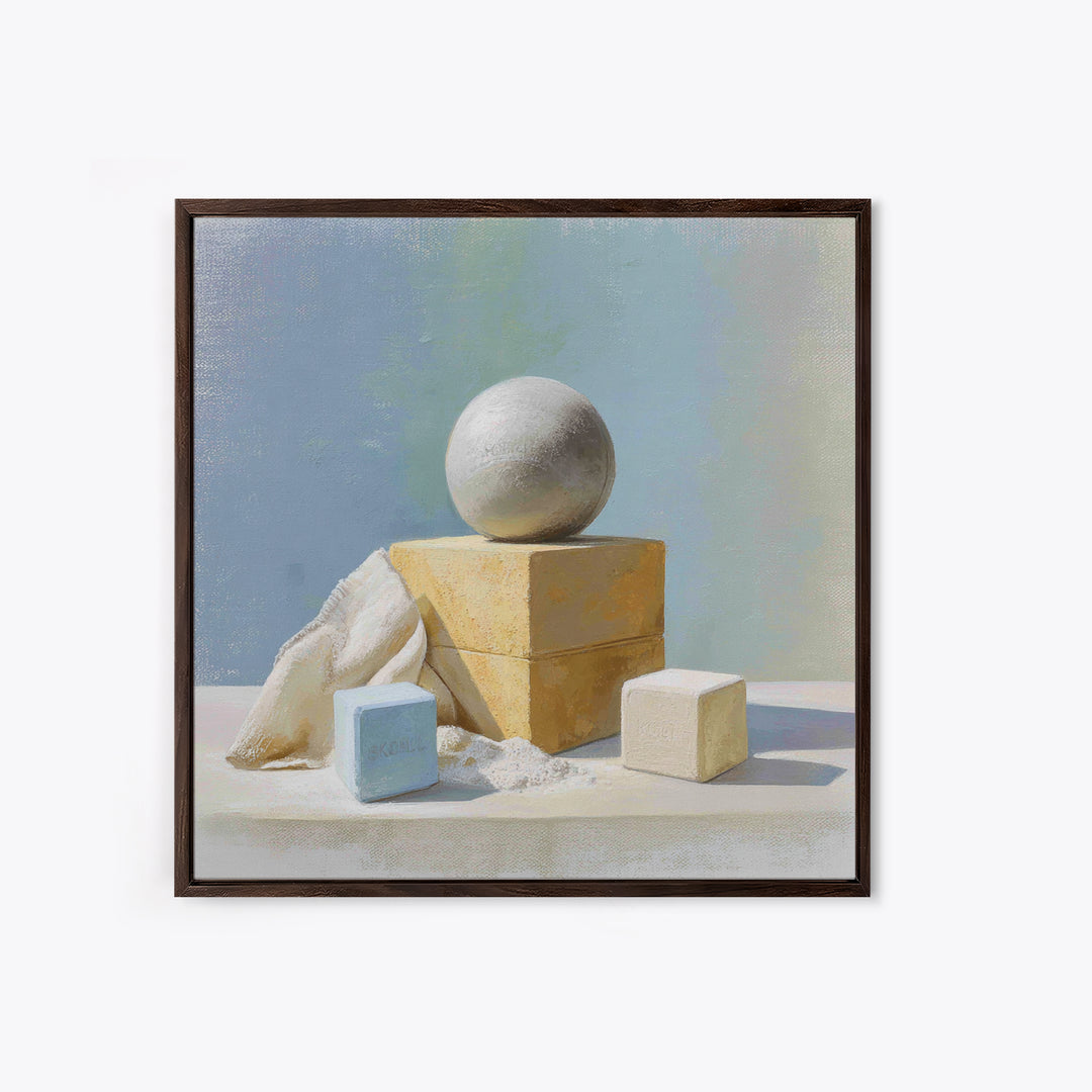 Medicine Ball and Chalk Still Life Framed Canvas Print, Gym Art, Framed Canvas, Gym Decor, Fine Art, Strength, GYM-1x1-71