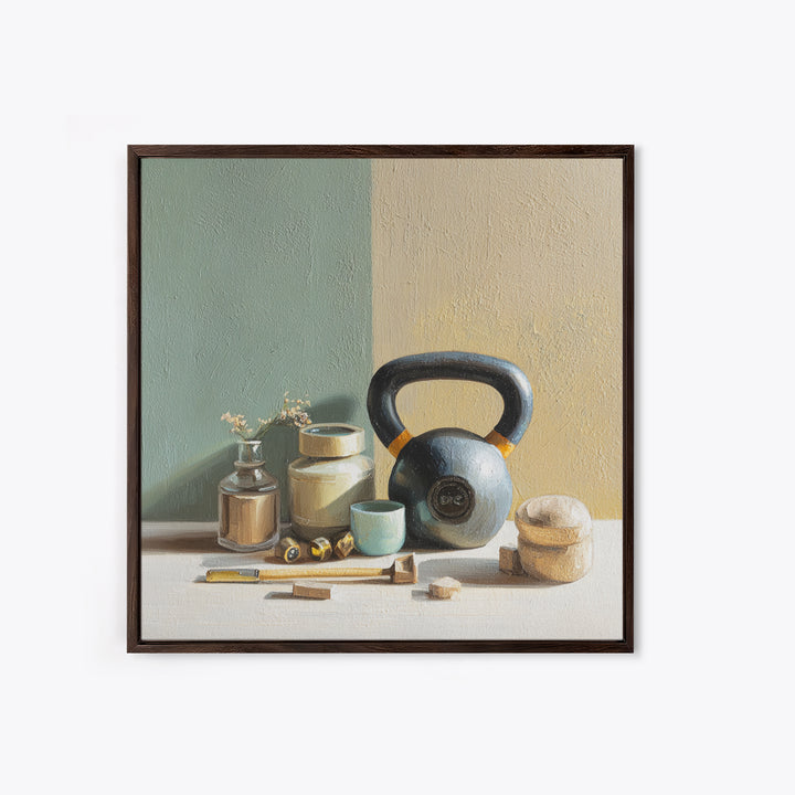 Kettlebell Still Life Canvas Print, Gym Art, Statement Artwork, Gym Decor, Fine Art, Strength, Canvas Wall Art, GYM-1x1-9
