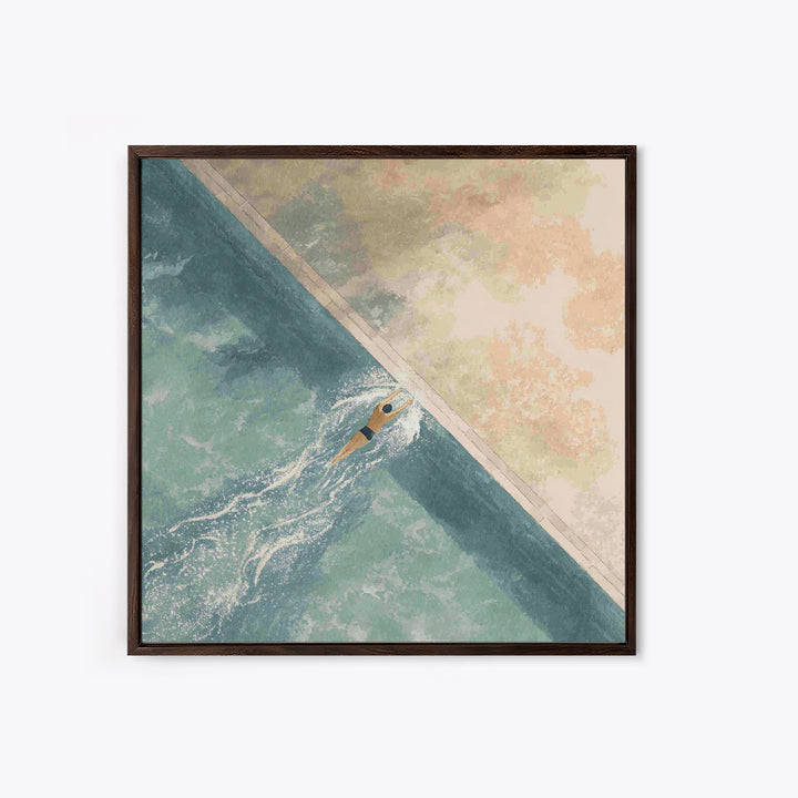 Swimmer Cutting Through Blue Water Canvas Print, Gym Art, Art Print, Gym Decor, Fine Art, Strength, Abstract Wall Art, GYM-1x1-91