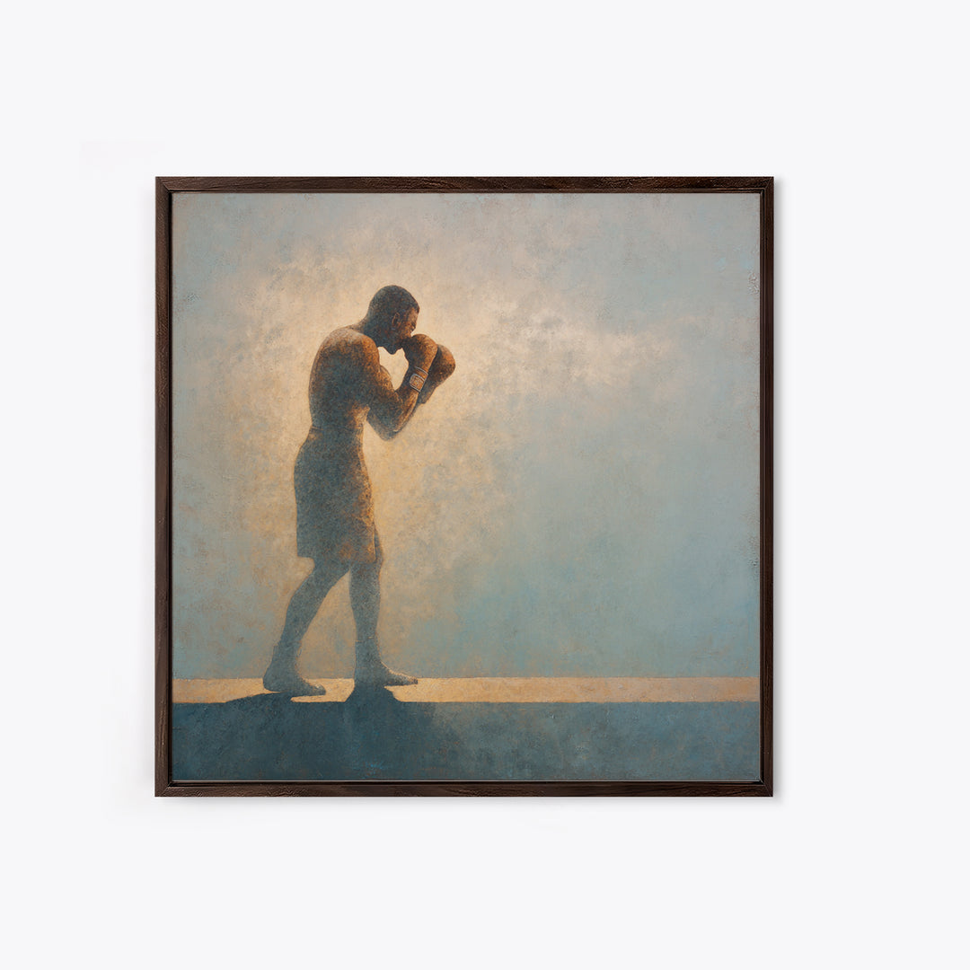 Powerful Boxer Silhouette Canvas Print, Gym Art, Living Room Decor, Gym Decor, Oil Painting, Strength, Sports Poster, GYM-1x1-97