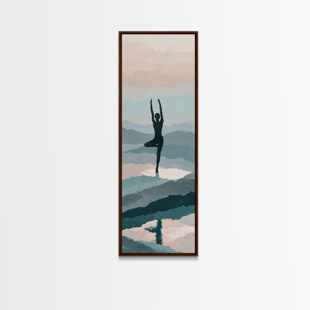 Runner on Mountain Ridge at Sunrise Framed Canvas Print, Gym Art, Home Gym Decor, Gym Decor, Fine Art, Strength, Art Print, GYM-1x3-96