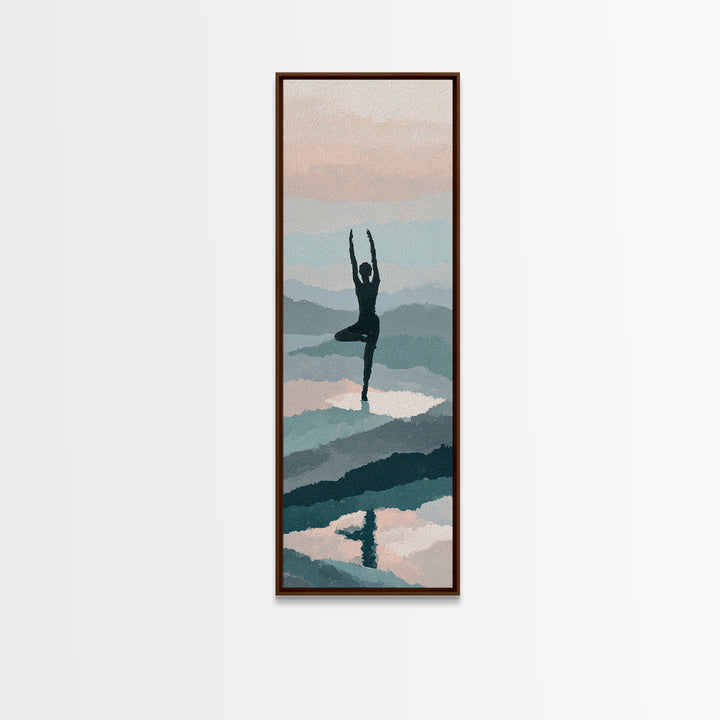 Runner on Mountain Ridge at Sunrise Framed Canvas Print, Gym Art, Home Gym Decor, Gym Decor, Fine Art, Strength, Art Print, GYM-1x3-96
