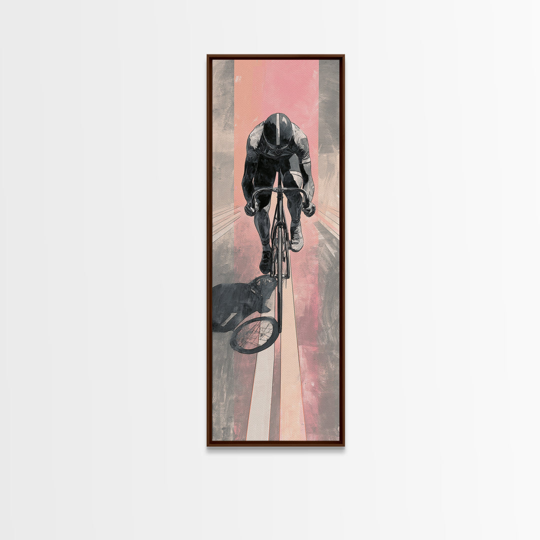 Cyclist Racing Through Neon Speed Lines Canvas Print, Gym Art, Room Decor, Gym Decor, Abstract Art, Strength, Bar Art, GYM-1x3-98
