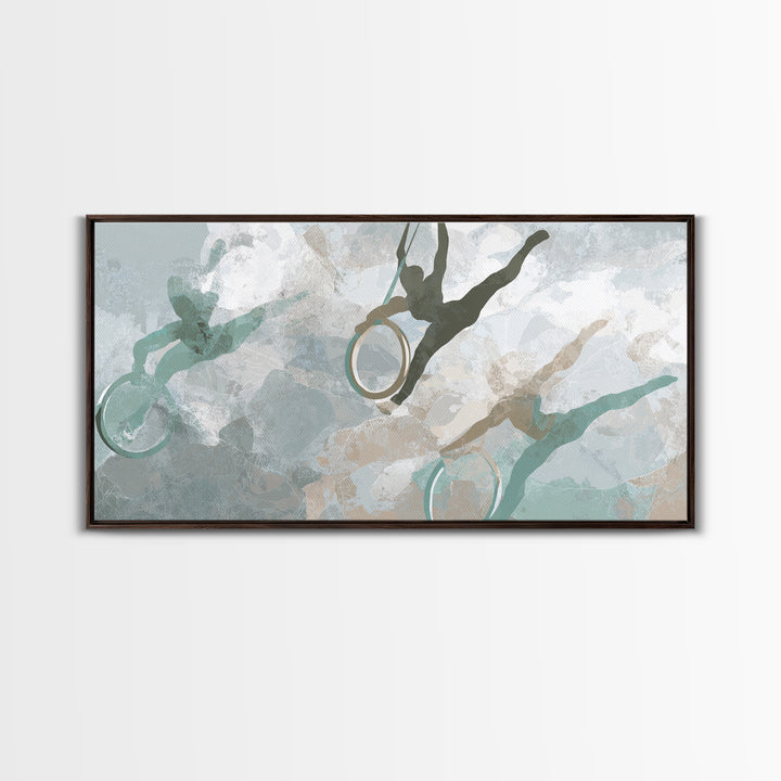 Gymnast Rings Athlete Framed Canvas Print, Gym Art, Bodybuilding Poster, Gym Decor, Fine Art, Strength, Modern Decor, GYM-2x1-11