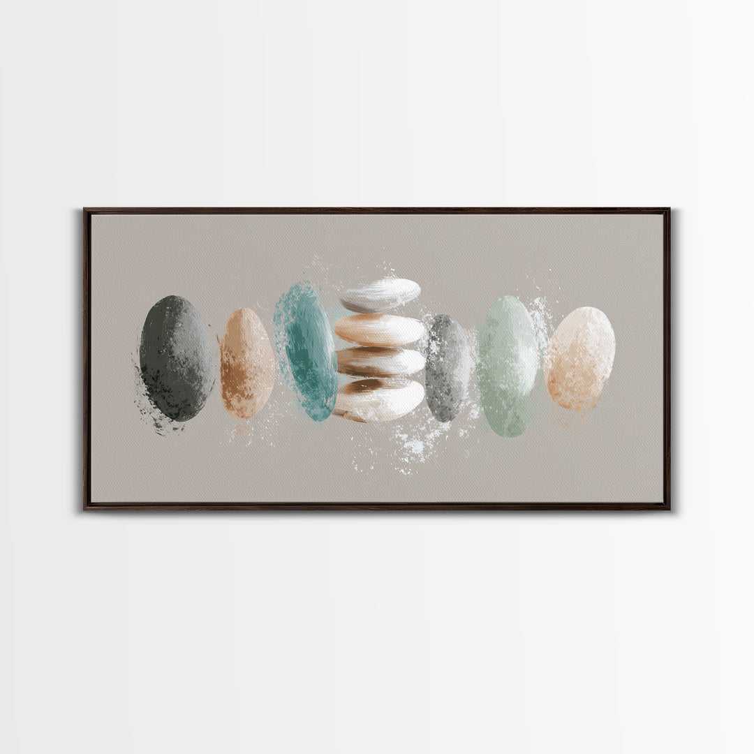 Minimal Heartbeat and Mountain Endurance Symbol Framed Canvas Print, Gym Art, Luxury Decor, Gym Decor, Fine Art, Strength, GYM-2x1-14