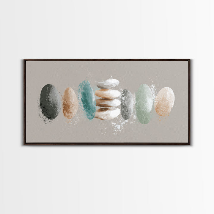 Minimal Heartbeat and Mountain Endurance Symbol Framed Canvas Print, Gym Art, Luxury Decor, Gym Decor, Fine Art, Strength, GYM-2x1-14