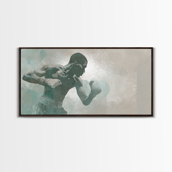 Powerful Boxer Silhouette Canvas Print, Gym Art, Living Room Decor, Gym Decor, Oil Painting, Strength, Sports Poster, GYM-2x1-21