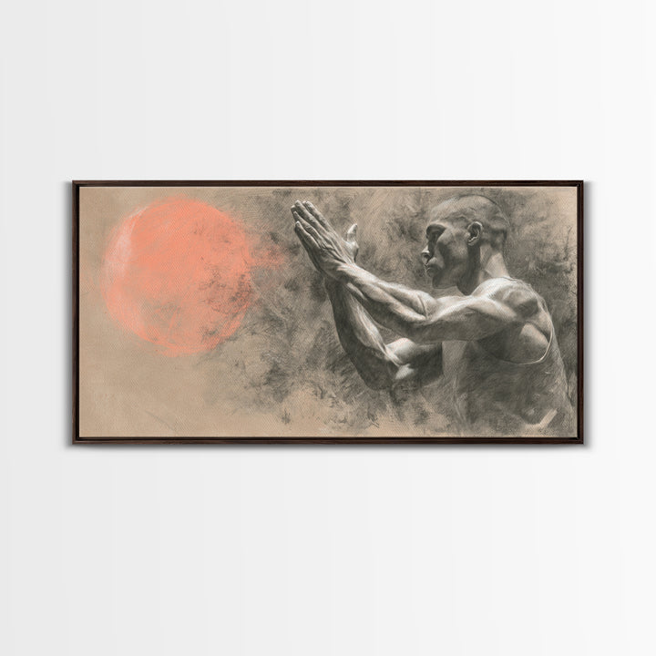 Bodybuilder Pose Rendered Canvas Print, Gym Art, Print, Gym Decor, Fine Art, Strength, Wall Decoration, Sports Decor, GYM-2x1-48