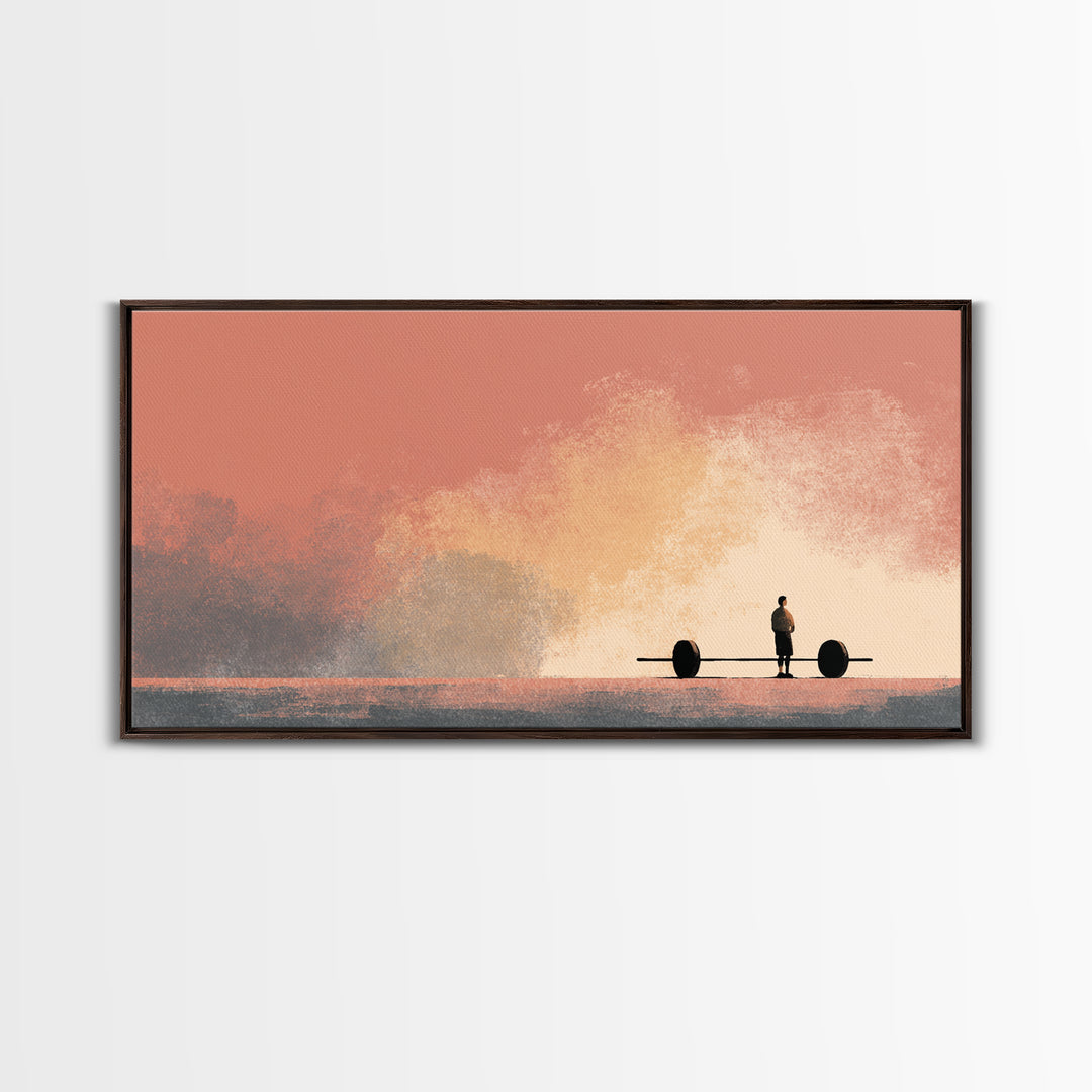Barbell and Plates Canvas Print, Gym Art, Abstract Wall Art, Gym Decor, Strength, Bodybuilding Poster, Modern Home Decor, GYM-2x1-70