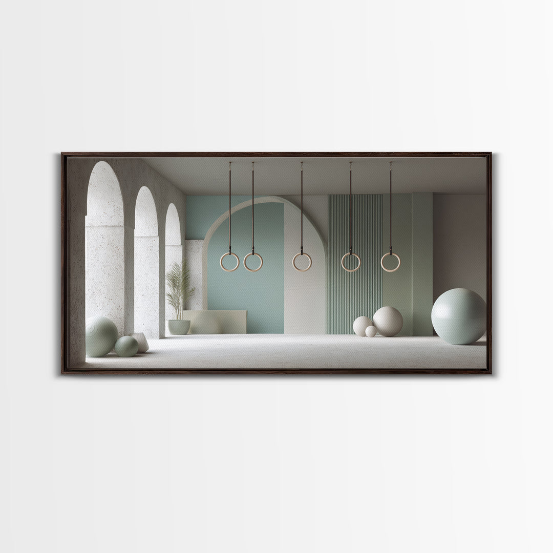 Gymnast Rings Athlete Framed Canvas Print, Gym Art, Wall Decor, Gym Decor, Fine Art, Strength, Wall Art Decor, Wall Decoration, GYM-2x1-83