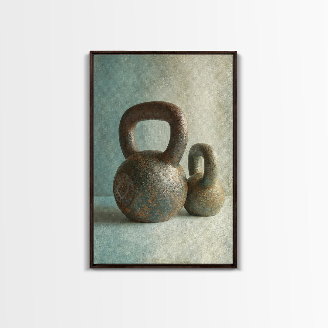 Kettlebell Still Life Framed Canvas Print, Gym Art, Motivational Poster, Gym Decor, Abstract Art, Strength, Motivational Art, GYM-2x3-41