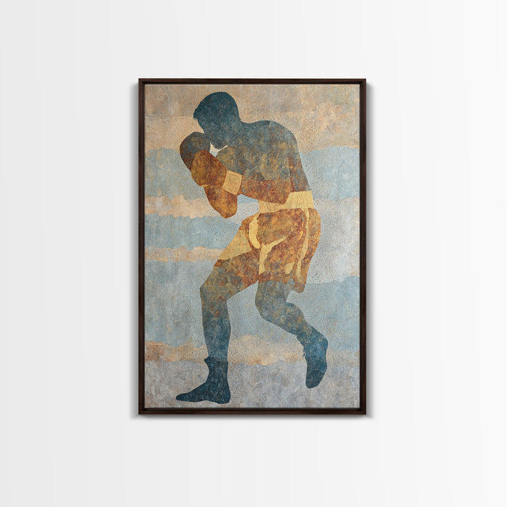 Powerful Boxer Silhouette Canvas Print, Gym Art, Modern Home Decor, Gym Decor, Oil Painting, Strength, Fine Art Print, GYM-2x3-57