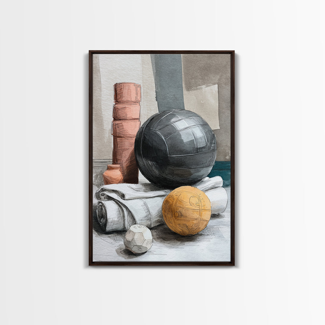 Medicine Ball and Chalk Still Life Canvas Print, Gym Art, Fine Art Print, Gym Decor, Fine Art, Strength, Wall Decor, GYM-2x3-7