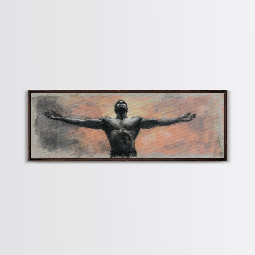 Bodybuilder Pose Rendered Canvas Print, Gym Art, Gym Wall Decor, Gym Decor, Fine Art, Strength, Room Decor, Textured Painting, GYM-3x1-20