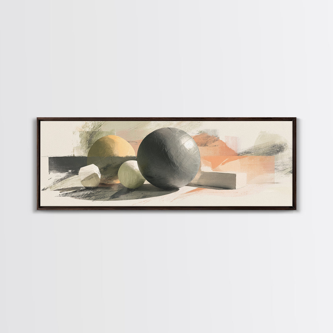 Medicine Ball and Chalk Still Life Framed Canvas Print, Gym Art, Minimalist Decor, Gym Decor, Strength, Motivational Poster, GYM-3x1-63