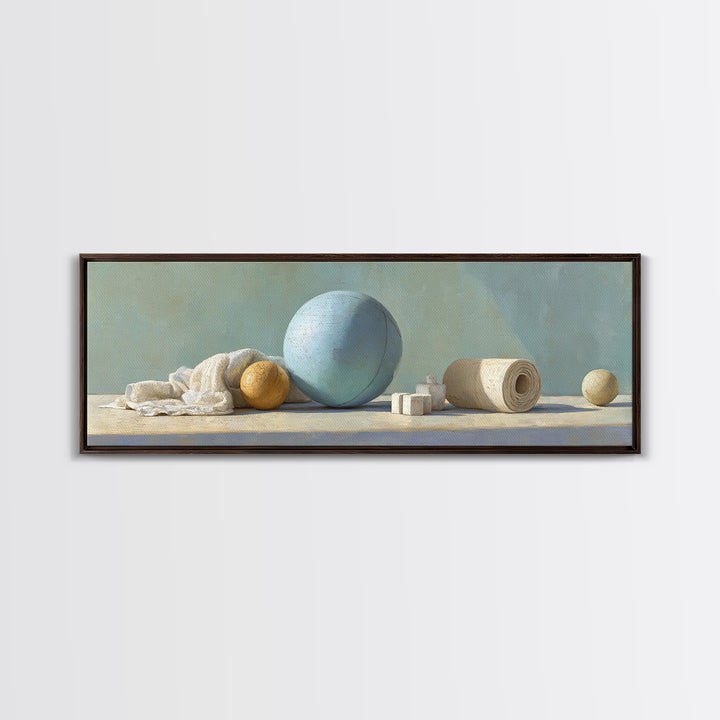 Medicine Ball and Chalk Still Life Framed Canvas Print, Gym Art, Black Girl Wall Art, Gym Decor, Fine Art, Strength, Gym Sign, GYM-3x1-87
