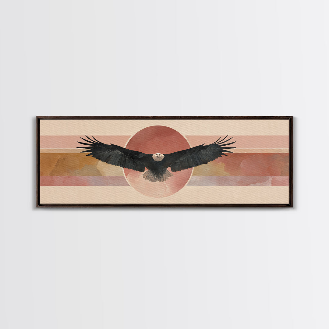 Eagle Soaring as Motivation Symbol Canvas Print, Gym Art, Wall Art, Gym Decor, Oil Painting, Strength, Man Cave Decor, GYM-3x1-88