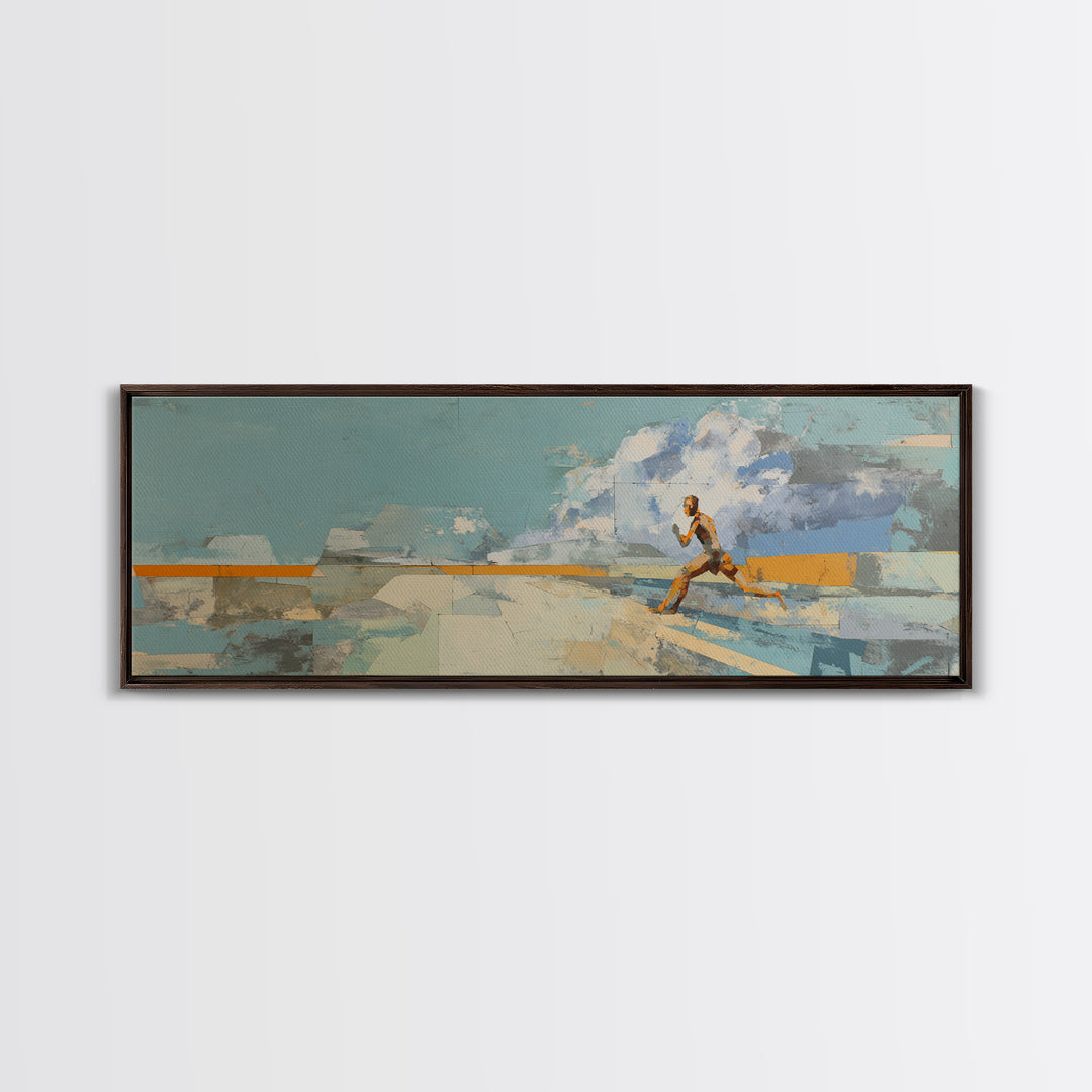 Sprinter Exploding from Starting Blocks Canvas Print, Gym Art, Canvas Wall Art, Gym Decor, Fine Art, Strength, Cool Posters, GYM-3x1-91