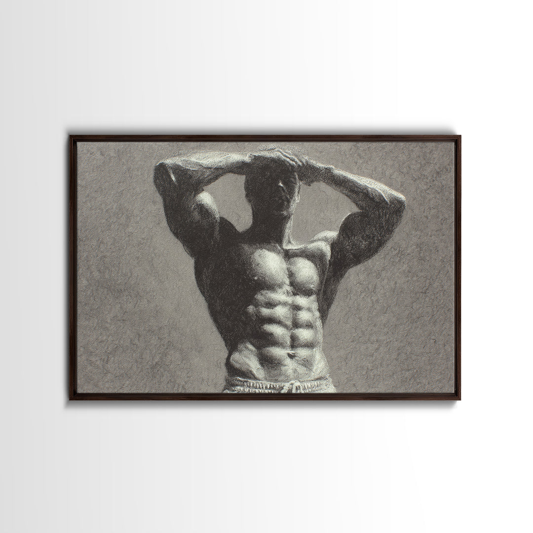 Bodybuilder Pose Rendered Canvas Print, Gym Art, Art Print, Gym Decor, Fine Art, Strength, Abstract Wall Art, Bar Art, GYM-3x2-56