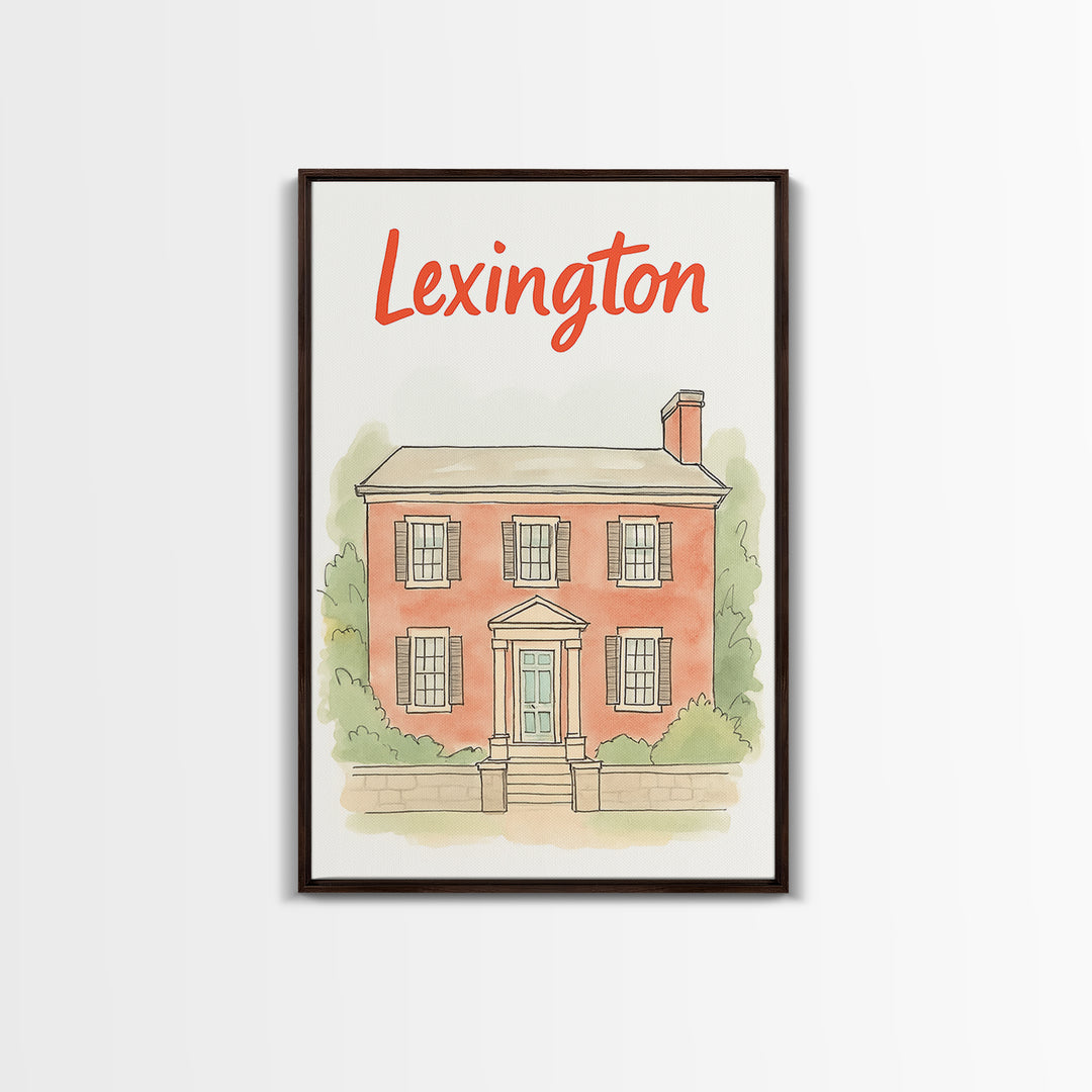 Lexington Travel Poster, Canvas Print, Illustrated City Wall Art, Lexington Wall Art, Travel Poster Art, Watercolor City Skyline, Design 2