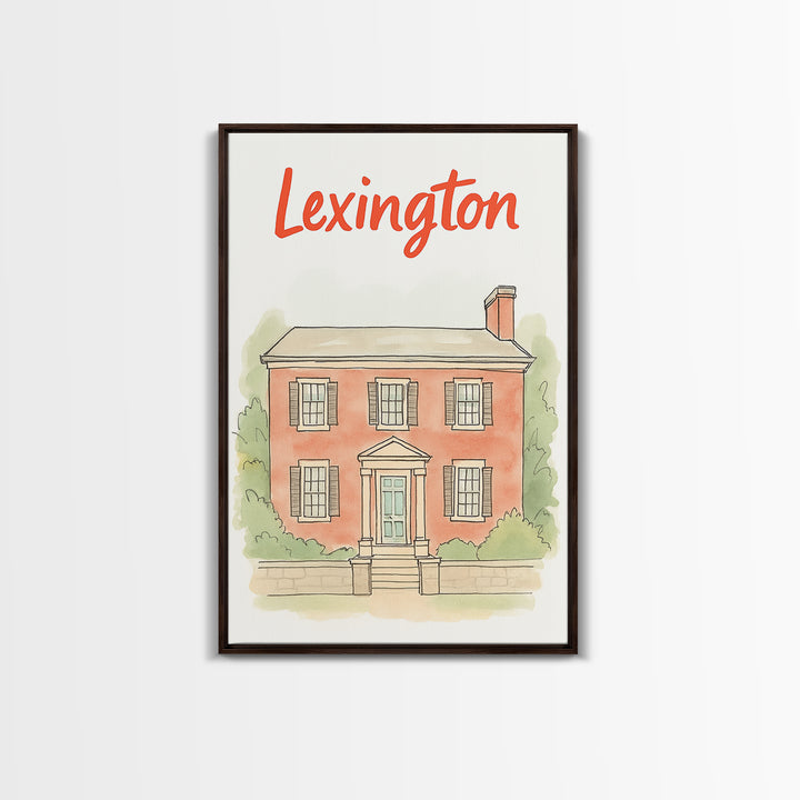 Lexington Travel Poster, Canvas Print, Illustrated City Wall Art, Lexington Wall Art, Travel Poster Art, Watercolor City Skyline, Design 2
