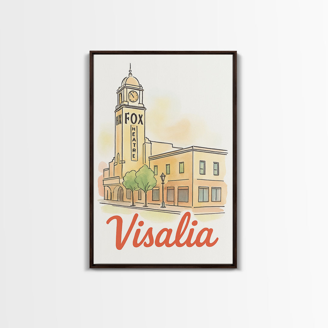 Visalia California Travel Poster, Canvas Print, Watercolor Urban Skyline Art, Visalia Poster Print, Travel Poster Art, City Travel Prints