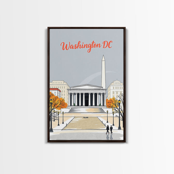 Washington Travel Poster, Framed Canvas Print, Hand Drawn Watercolor Art, Washington Poster Print, Travel Poster Set, Mid Century Wall Art