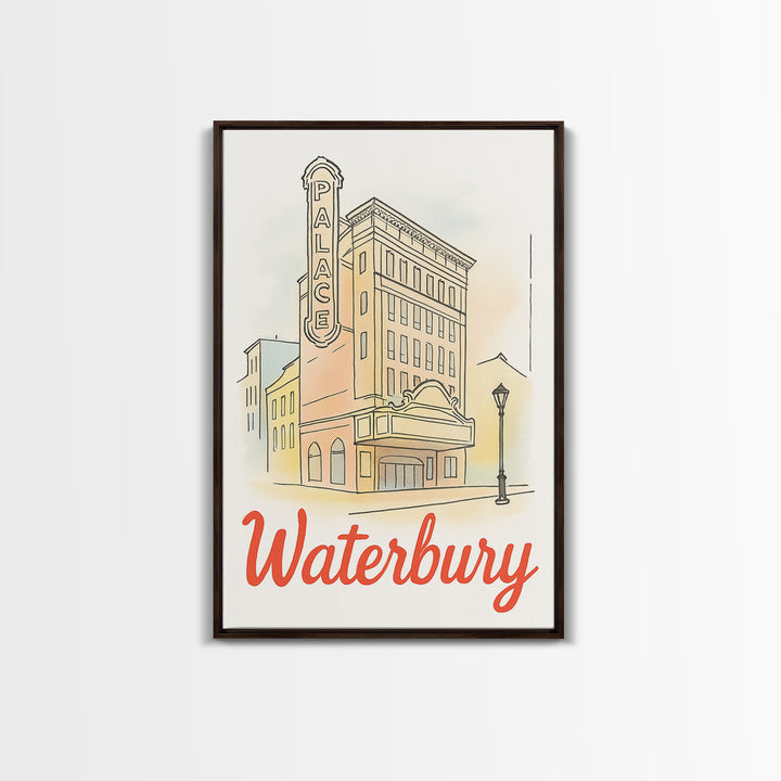 Waterbury Travel Poster, Canvas Print, Illustrated City Wall Art, Waterbury Art Print, City Travel Prints, Vintage City Art, Poster Art