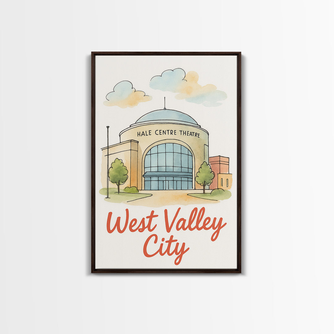 West Valley City Utah Travel Poster, Canvas Print, Watercolor Downtown Skyline Art, West Valley City Poster Print, Poster Art, Wall Decor