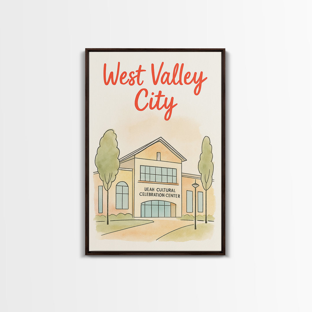 West Valley City Travel Poster, Canvas Print, Soft Sketch Travel Art, West Valley City Poster Print, Vintage Travel Art, Travel Wall Art