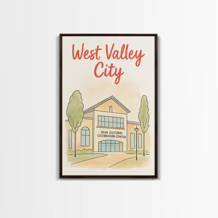 West Valley City Travel Poster, Canvas Print, Soft Sketch Travel Art, West Valley City Poster Print, Vintage Travel Art, Travel Wall Art