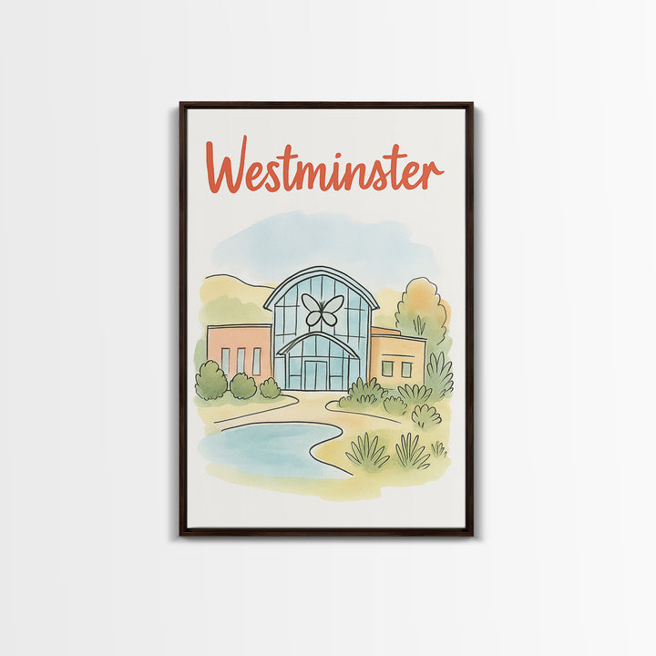 Westminster Colorado Travel Poster, Canvas Print, Soft Sketch Travel Art, Westminster Wall Art, Travel Wall Art, Watercolor Urban Skyline