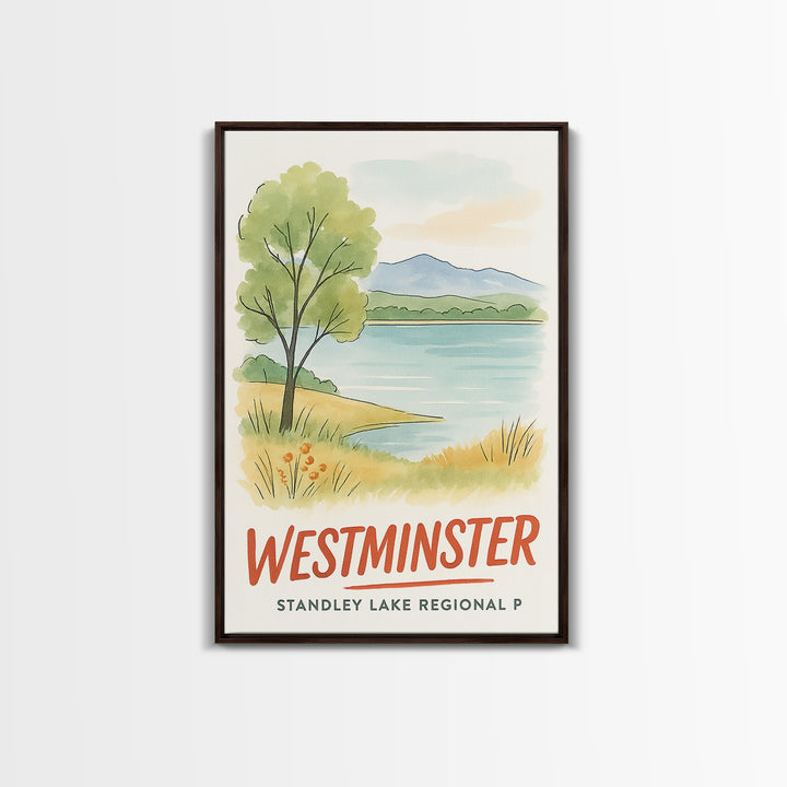 Westminster Travel Poster, Canvas Print, Illustrated City Wall Art, Westminster Wall Art, Modern Wall Decor, Retro Travel Print