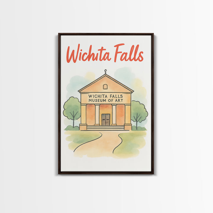 Wichita Falls Texas Travel Poster, Canvas Print, Soft Sketch Travel Art, Wichita Falls Poster Print, Travel Wall Art, Home Office Decor