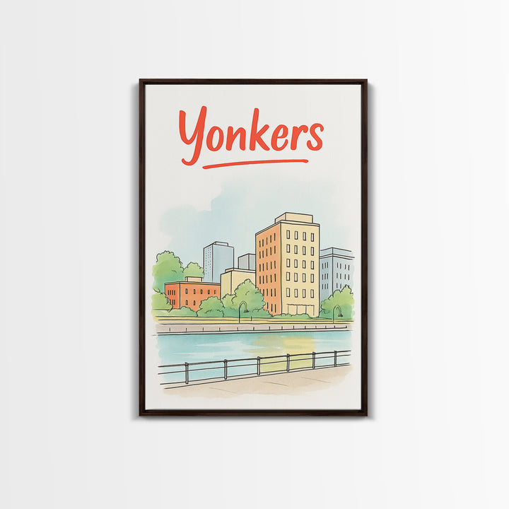 Yonkers Travel Poster, Canvas Print, Soft Sketch Travel Art, Yonkers City Art, City Travel Prints, Vintage Travel Art, Travel Poster Art